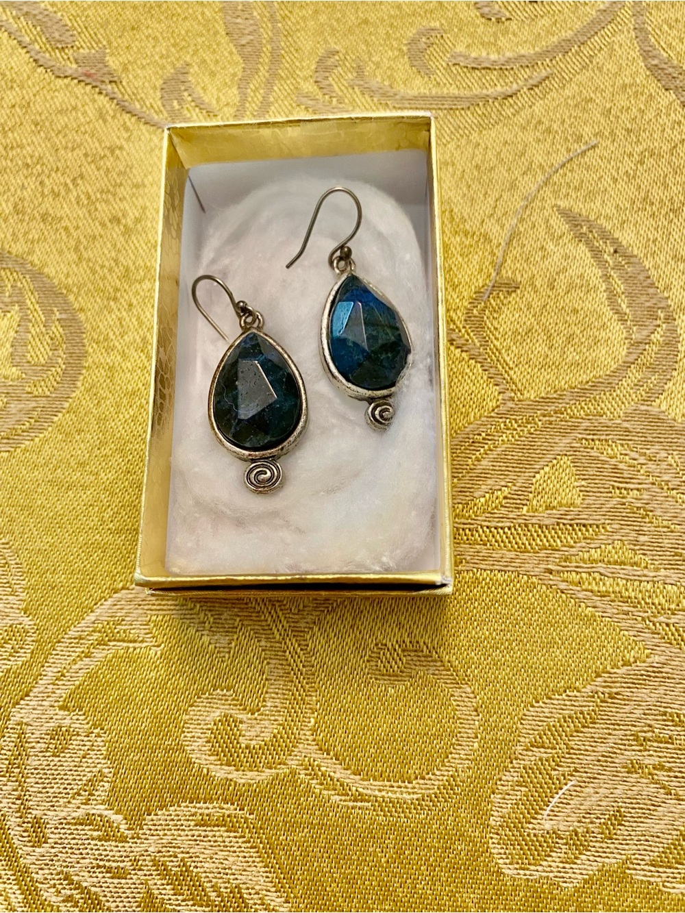 Handcrafted Teardrop Blue Gemstone Dangle Earrings